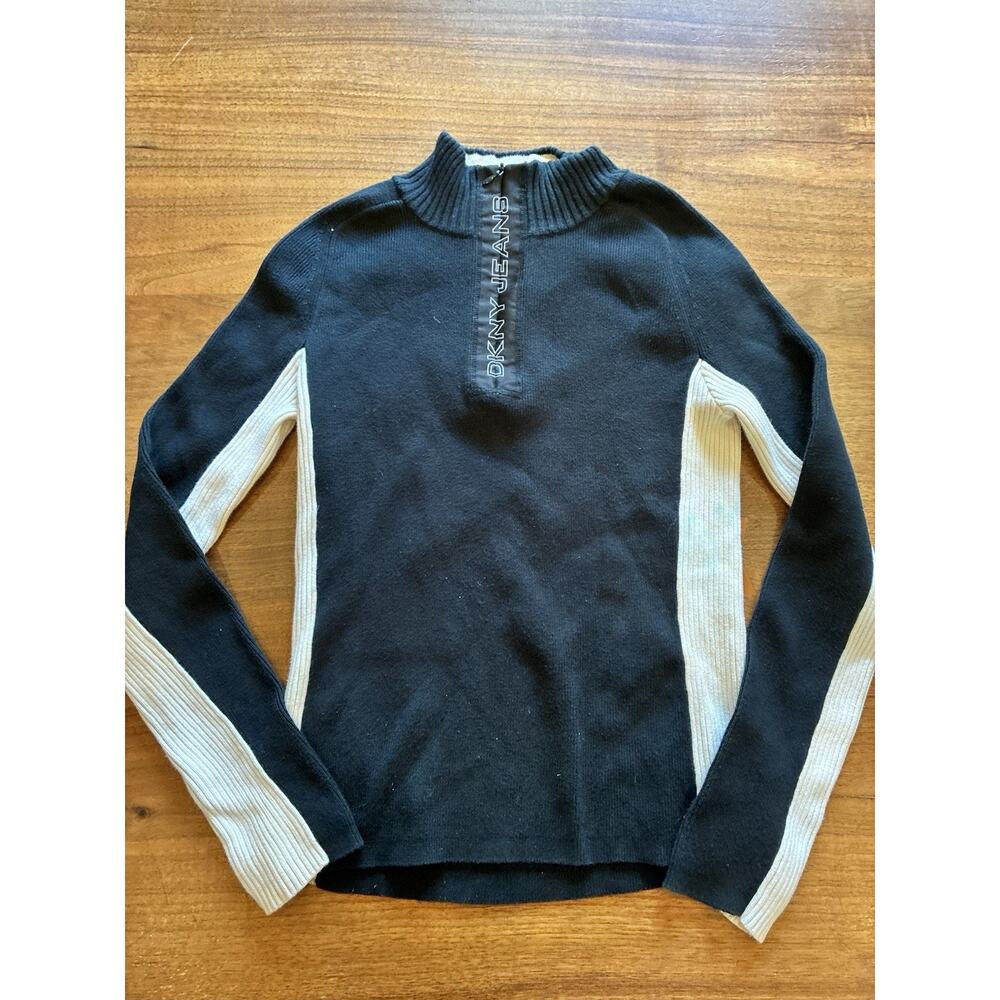 DKNY Jeans Quarter Zip Knit Sweater Woman’s Medium Vintage Y2K